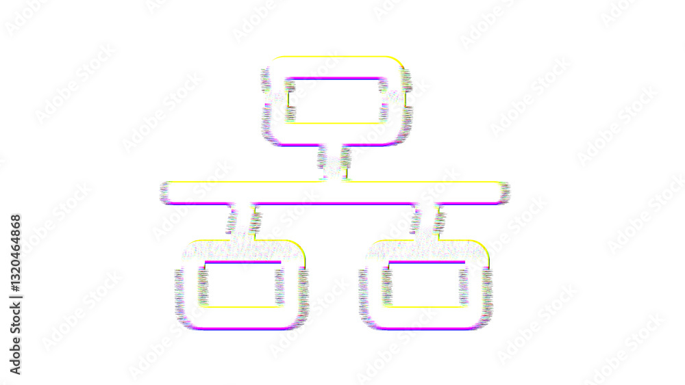 Icon network wired is distorted. Glitch. Noise, chromatic aberration, geometric distortion Icon network wired is distorted. Glitch. Noise, chromatic aberration, geometric distortion