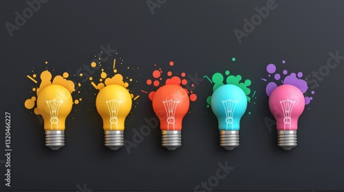 Colorful light bulbs illuminating a dark background, symbolizing inspiration and innovative thinking.