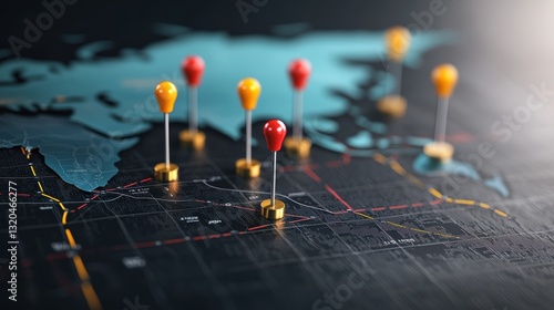 A world map with colorful pins marking different locations, representing the global reach of a team or organization.