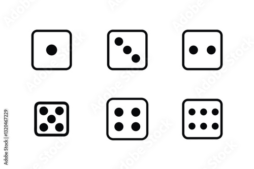 Dice Flat Icon Set of Six Parts Vector Illustration