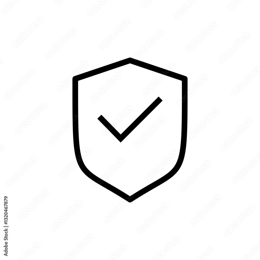 Shield check mark icon vector illustration. Protection approve sign. Insurance icon Shield check mark icon vector illustration. Protection approve sign. Insurance icon