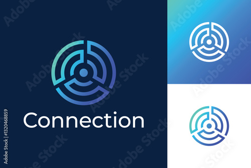 Modern and Minimalist Technology Logo with Atom and Circuit Circle Shape Design