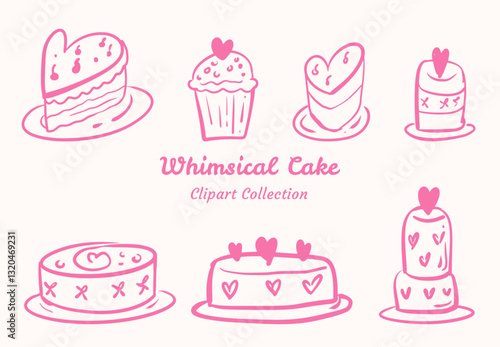Cake Set Clipart Minimalist Dessert Icons for Modern Event Invitations
