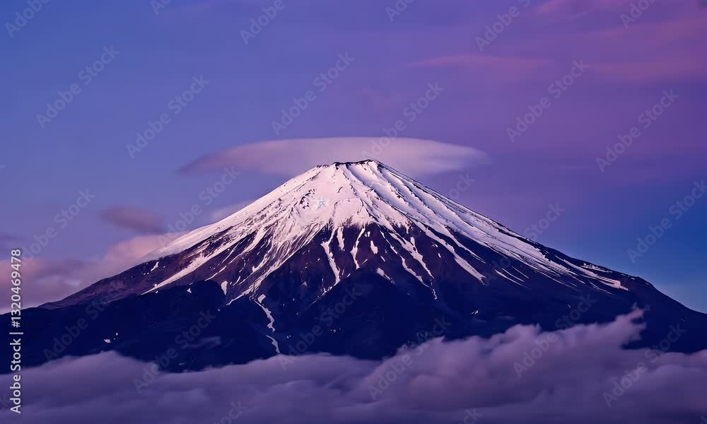Majestic Mt. Fuji at dawn, cloudscape, serene beauty, inspiring Majestic Mt. Fuji at dawn, cloudscape, serene beauty, inspiring
