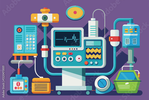 The design showcases sonography devices and medical apparatus in a modern healthcare environment, Sonography Customizable Flat Illustration