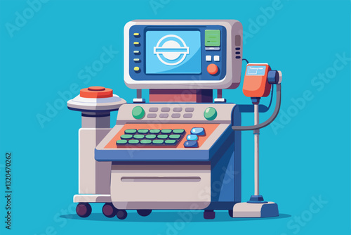 A detailed view of a customizable semi-flat sonography device designed for medical imaging tasks, Sonography Customizable Semi Flat Illustration