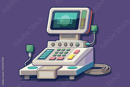 A detailed illustration of a customizable sonography device designed for various medical applications, Sonography Customizable Semi Flat Illustration