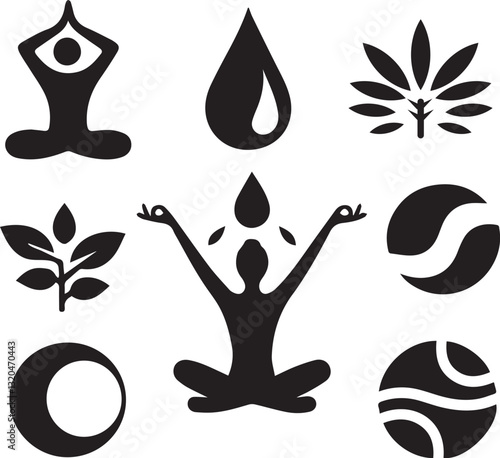 Buddha day Symbols Set - Silhouette Vector