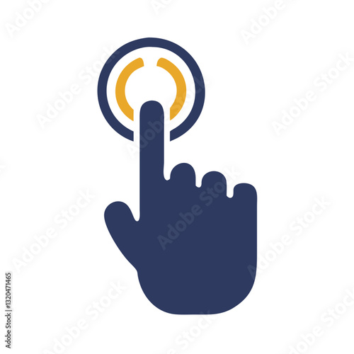 Hand pressing glowing touch button