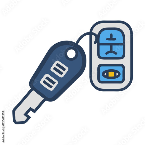 Car key and key fob with remote buttons