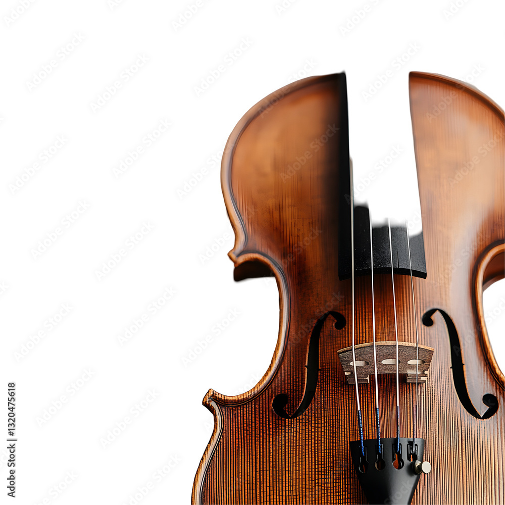 Close-up of a Violin's Body and Strings Isolated on a Neutral Background Close-up of a Violin's Body and Strings Isolated on a Neutral Background