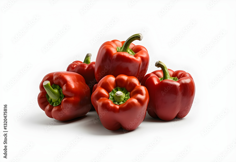 Tasty ripe red bell peppers isolated on white background. Tasty ripe red bell peppers isolated on white background.