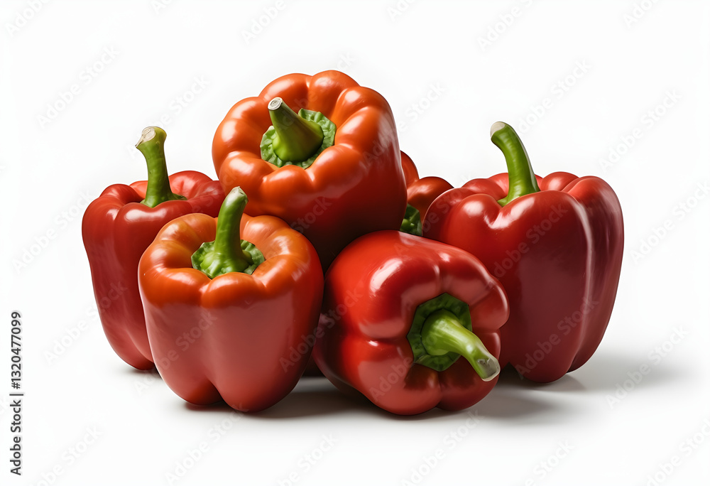 Tasty ripe red bell peppers isolated on white background. Tasty ripe red bell peppers isolated on white background.