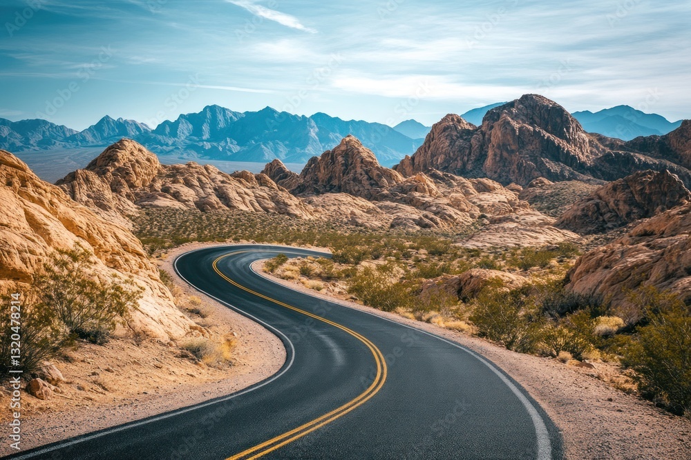 Winding road through desert mountains (1) Winding road through desert mountains (1)