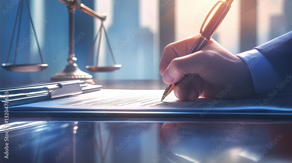 Businessman and lawyer discussing contract document, negotiating terms and signing agreement for legal business partnership concept