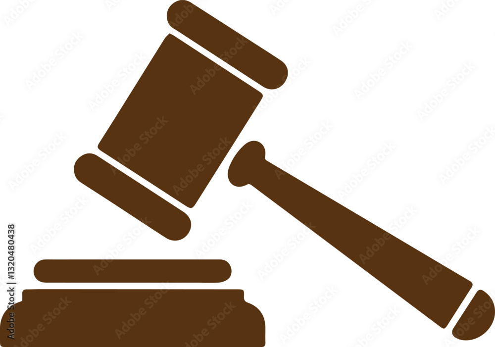 Brown Gavel Icon Representing Justice and Law Brown Gavel Icon Representing Justice and Law