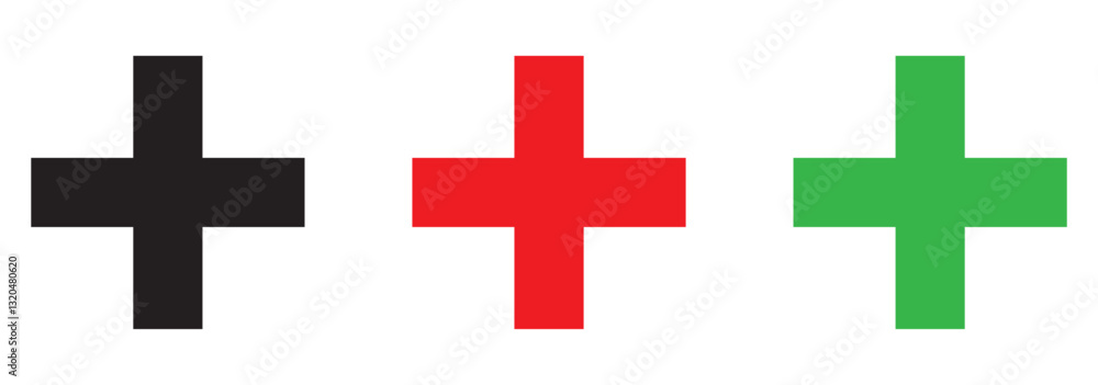 Obraz premium First aid icon, Green, Red, Black First aid symbol vector design plus icon. EPS 10.