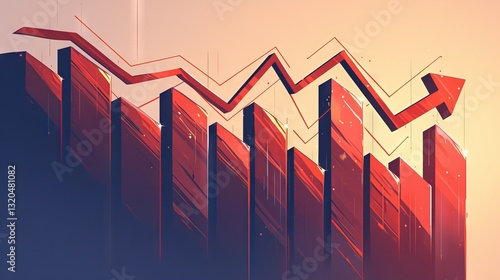 Red arrow graph pointing downward with stack of coins falling, symbolizing financial failure, bankruptcy, and economic decline concept
