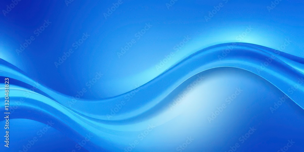 Fototapeta premium Abstract swirling blue wave, smooth gradients, minimalist design, vibrant, marine