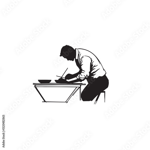silhouette of architect at work