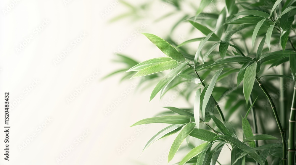 Lush green bamboo leaves against a bright backdrop. Serene and peaceful. Lush green bamboo leaves against a bright backdrop. Serene and peaceful.