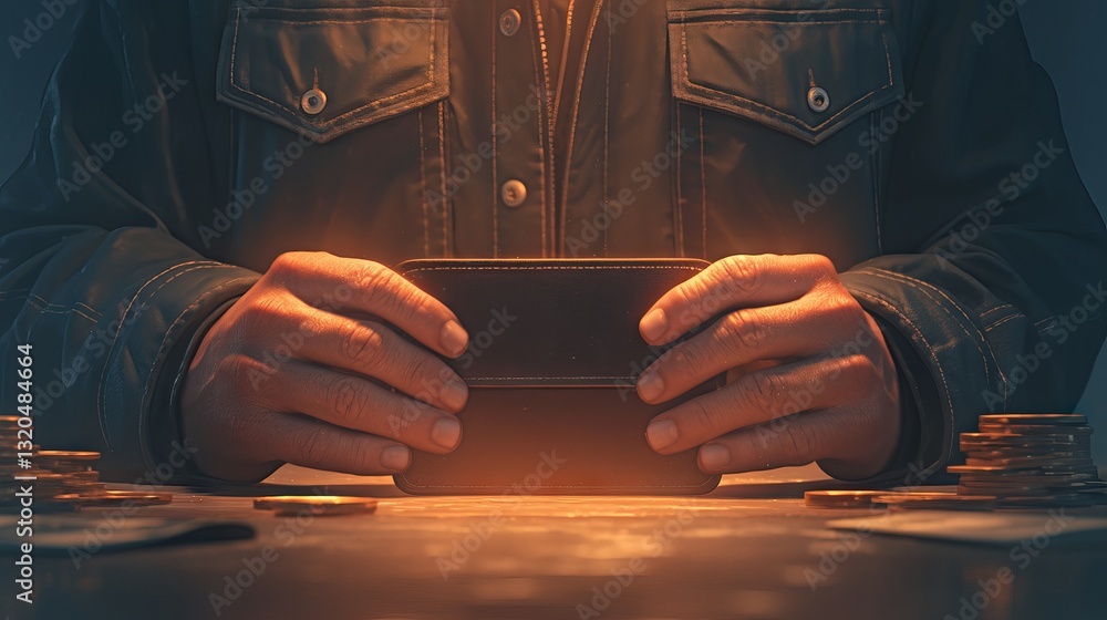 Man's hands holding empty wallet, symbolizing financial struggle, debt, and bankruptcy concept
