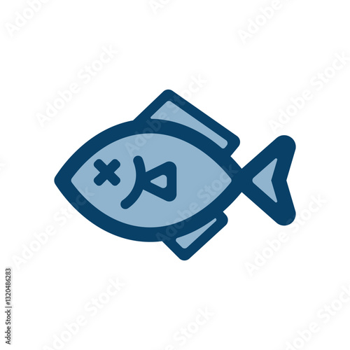 目がバツマークになった魚のアイコンイラスト