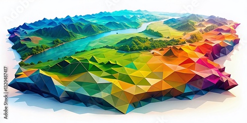Abstract Gradient Multicolor Polygon Pattern Background - Low Poly Design