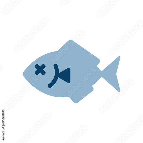 目がバツマークになった魚のアイコンイラスト