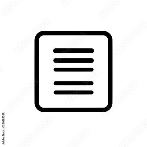 A simple black and white icon of a digital document, representing business file management, corporate documentation, professional paperwork, and office organization.