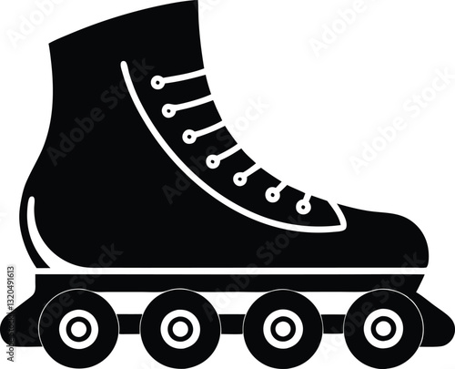 Rollerblade boot icon black silhouette, Skateboard vector logo design. 