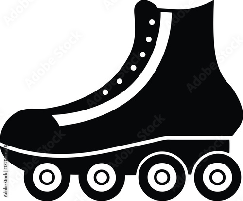 Rollerblade boot icon black silhouette, Skateboard vector logo design. 