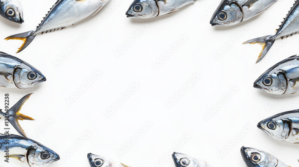 Tuna fish frame with blank space for text. To celebrate World Tuna Day on May 2