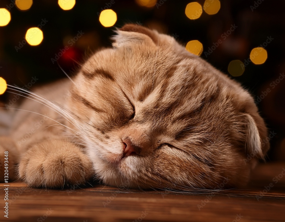 Fototapeta premium adorable scottish fold cat peacefully dozing off