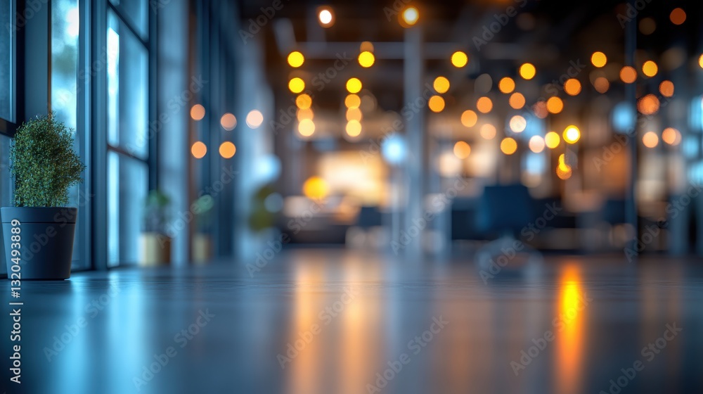 custom made wallpaper toronto digitalA blurred office space, bathed in an abstract halo of light bokeh, revealing a sense of tranquility and mystery within the sterile confines of modern work.