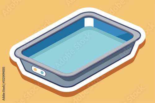 A vibrant steel baking tray sticker ideal for decorating social network posts about cooking and baking, Steel baking tray, Sticker for social networks and messengers