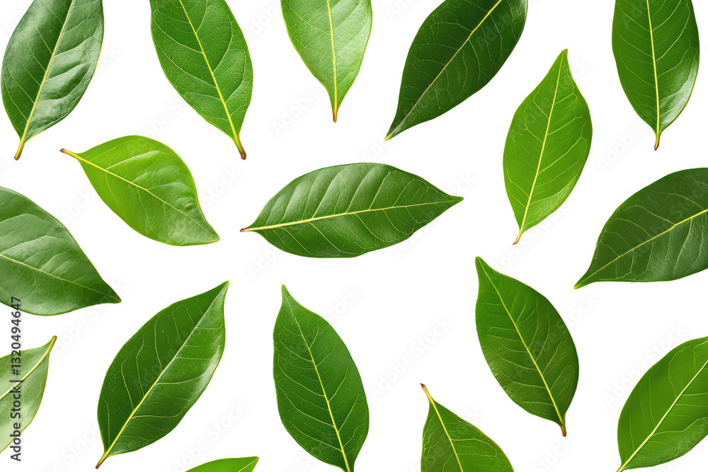 Fresh Green Leaves Pattern on Black Background Fresh Green Leaves Pattern on Black Background