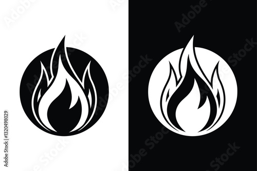 Fire Symbol Flat Style Burning Icons for Logos & Designs