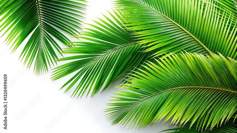 Coconut Tree Leaves Isolated on White Background for Green Foliage Backdrop and Copy Space, Perfect for Tropical Themes and Nature Inspired Designs Coconut Tree Leaves Isolated on White Background for Green Foliage Backdrop and Copy Space, Perfect for Tropical Themes and Nature Inspired Designs
