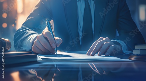 Businessman and lawyer discussing contract document, negotiating terms and signing agreement for legal business partnership concept