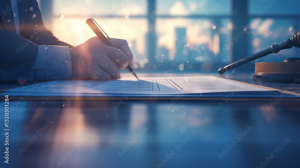 Businessman and lawyer discussing contract document, negotiating terms and signing agreement for legal business partnership concept