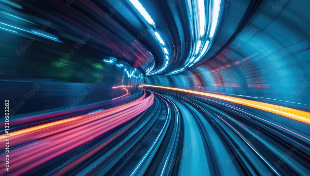Fast tunnel lights blur motion Fast tunnel lights blur motion