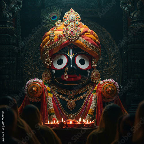 Lord Jagannath Idol in Temple - Divine Blessing and Reverence