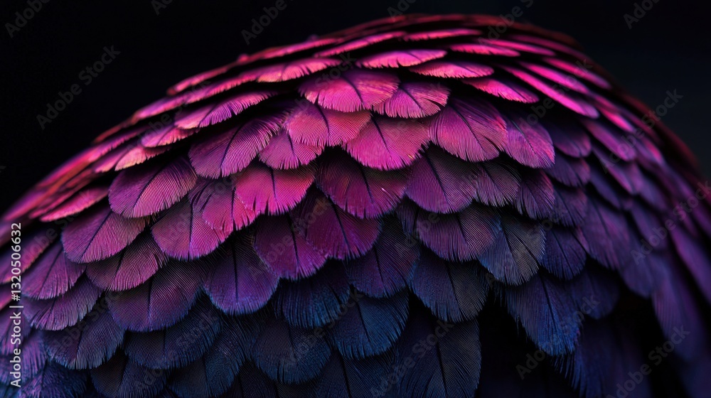 Fototapeta premium Mesmerizing purple feather with smooth, delicate textures, bathed in natural light, highlighting intricate details.