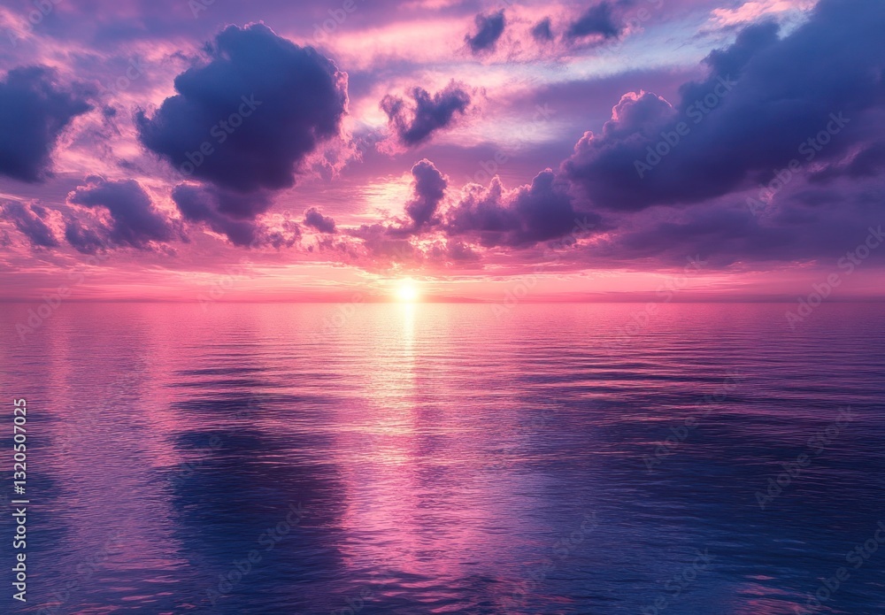 Obraz premium Pink sunset over calm ocean