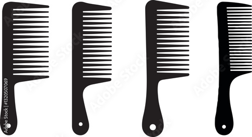 Four Simple Black Hair Combs Silhouettes