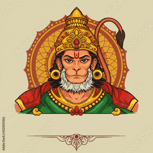 Cartoon Lord Hanuman Illust...