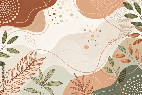 Wallpaper Mural Abstract Pastel Earth Tone Background with Organic Shapes & Hand-Drawn Lines - Minimal Modern Design Template Torontodigital.ca