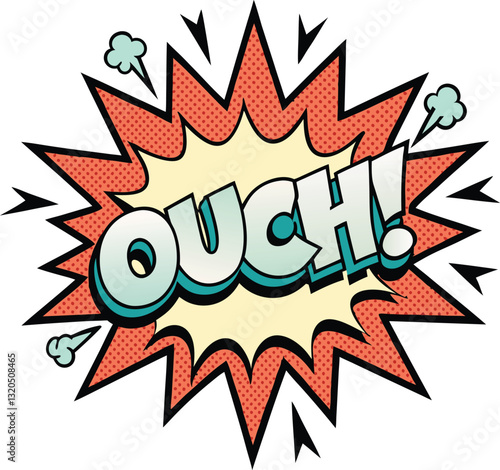 "Ouch!" speech bubble bursting with energy