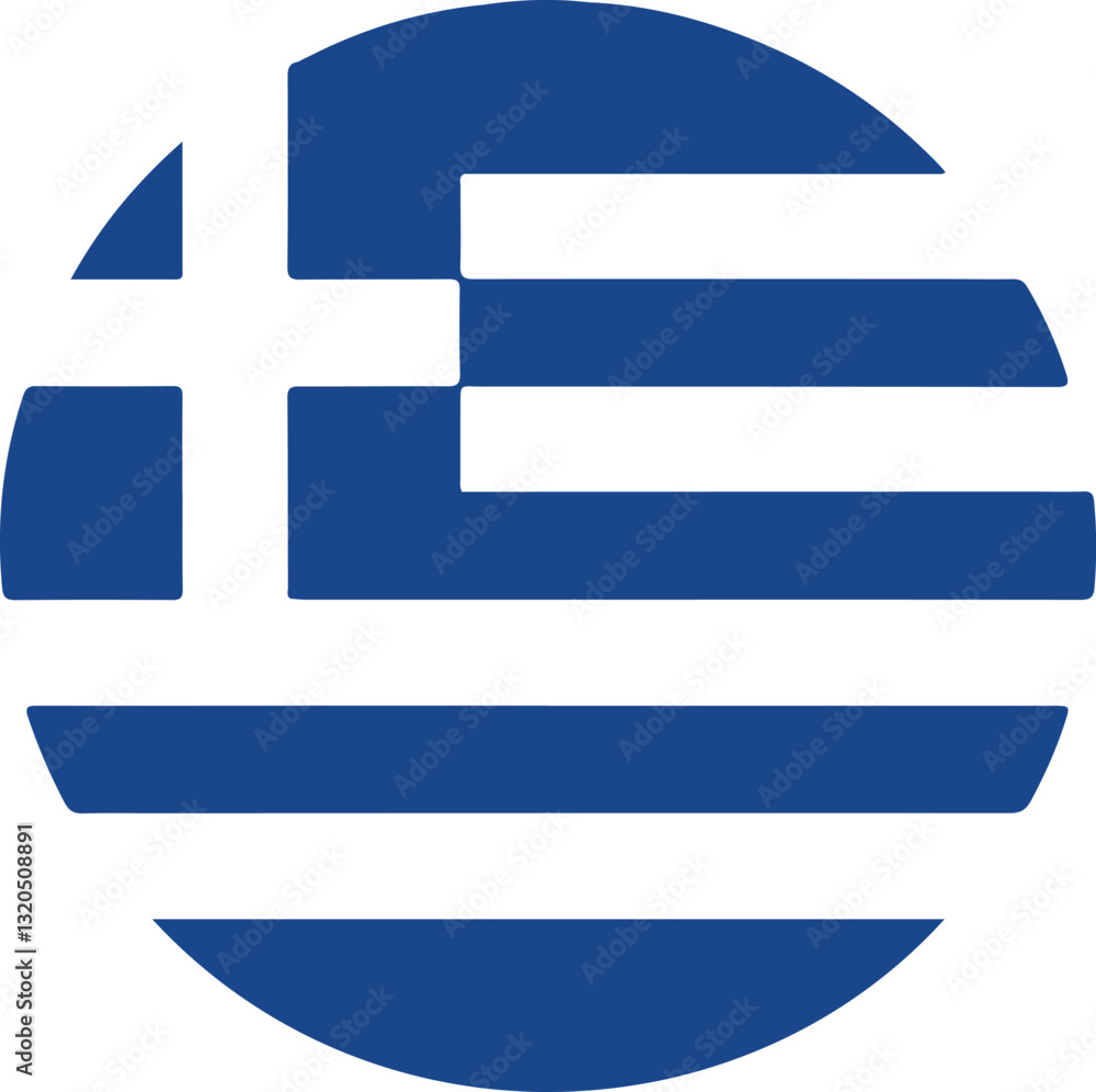 Vector graphic of the Greek flag in a circle. Vector graphic of the Greek flag in a circle.